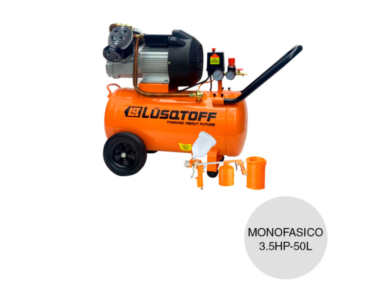 Compresor de Aire MD 3.5HP 50LT con Kit de Accesorios