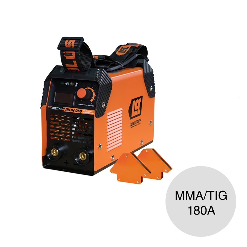 lusqtoff-megairon250-sm Kit Soldadora Inverter Iron 250 + Escuadras Lüsqtoff